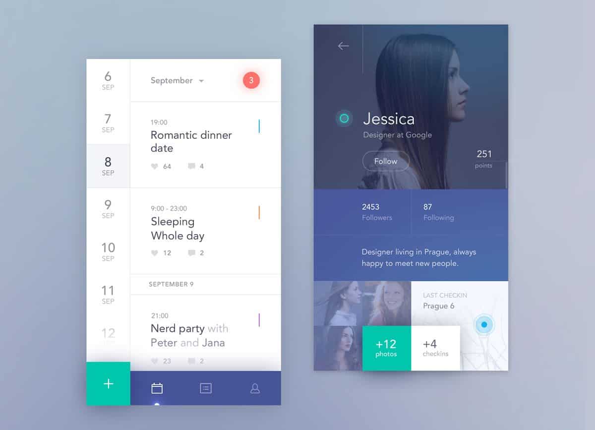 Social calendar app UI design by Jakub Antalik