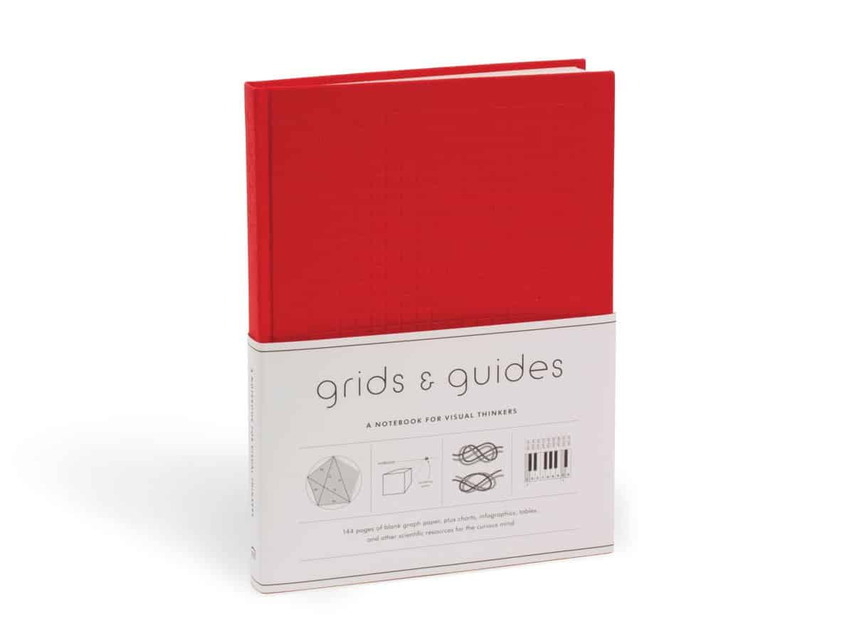 Red version of Grids and Guides notebooks for designers.
