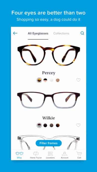A photo of Warby Parker, Top 10 Mobile App UI of November 2017