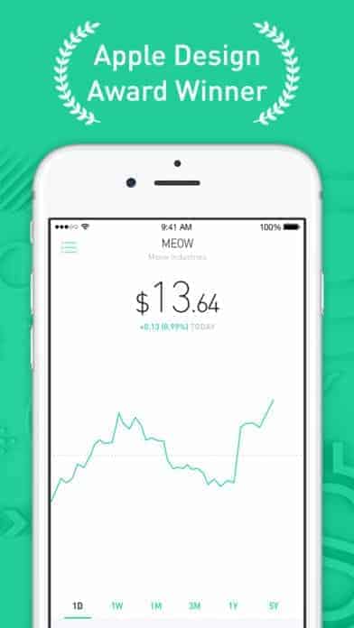 A photo of Robinhood, Top 10 Mobile App UI of December 2017